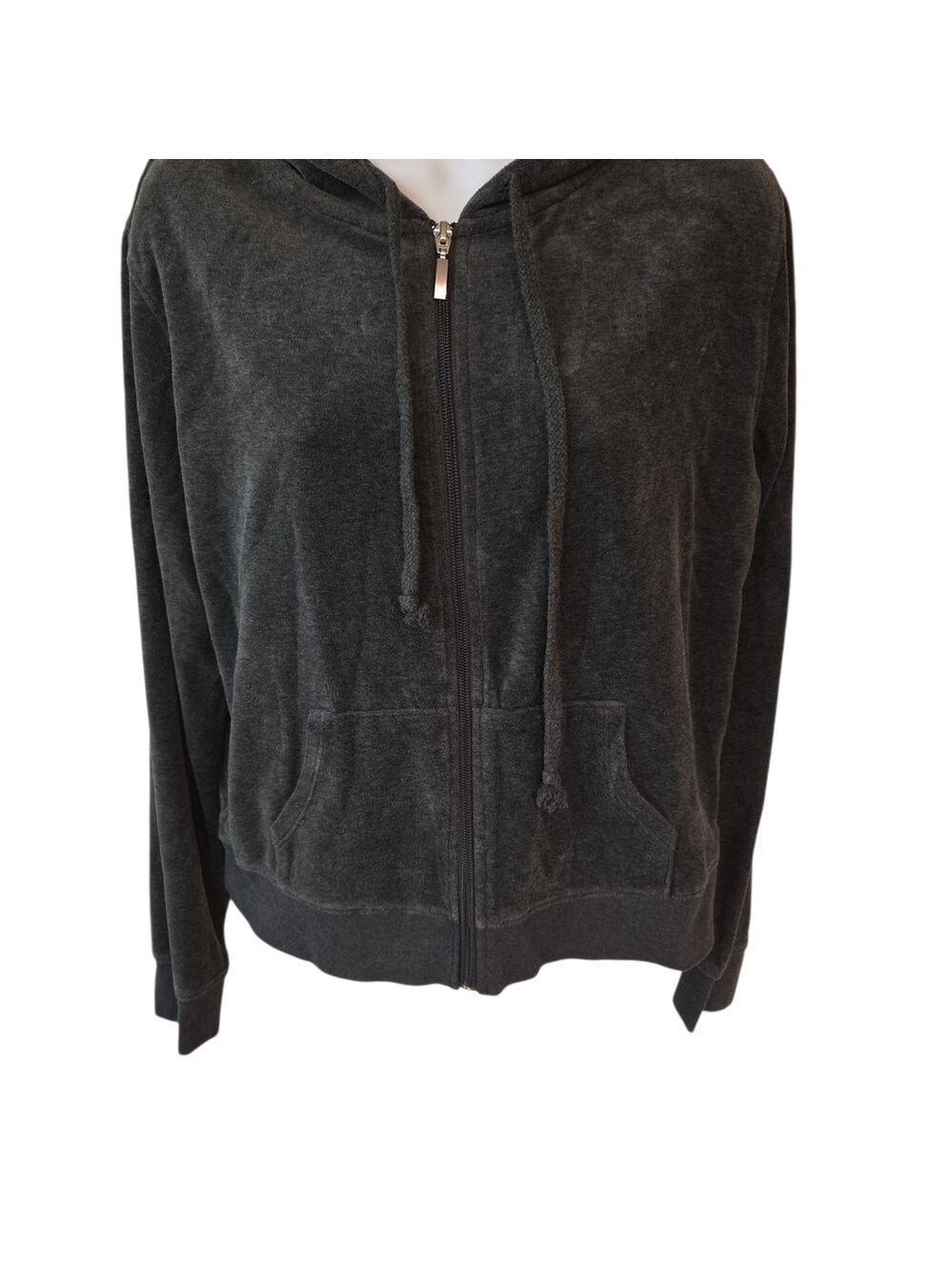 Wemen's Fashion Nova Dark Gray Zip-Up Hoodie Size L - Picture 2 of 5